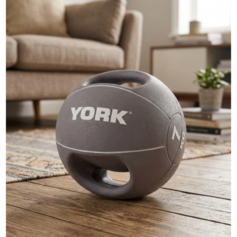 М'яч медбол 7кг York Fitness із двома ручками, сірий