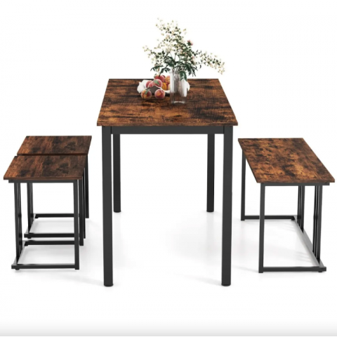 Комплект Costway Decima обідній стіл зі стільцями в стилі Loft коричневий