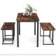 Комплект Costway Decima обідній стіл зі стільцями в стилі Loft коричневий