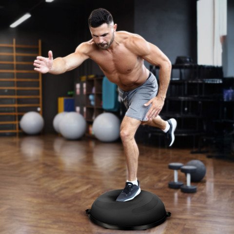 Балансувальна півсфера Gymtek Flex Core Half Ball 58см з еспандерами + насос чорний