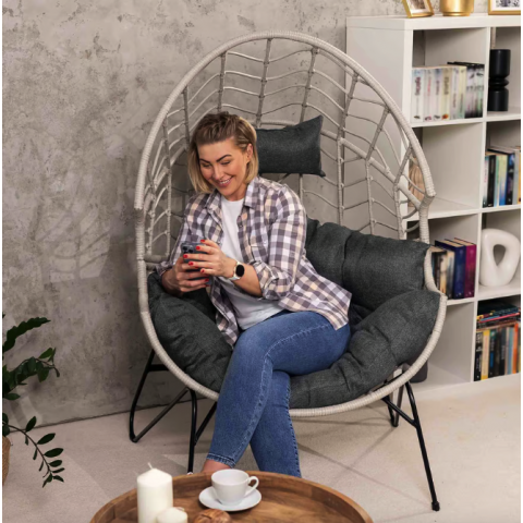 Крісло-кокон ротангове Di Volio Alcamo для відпочинку сірий