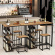 Комплект меблів Costway Brooklyn Counter 3-in-1 барний стіл із полицями та 2 стільцями лофт коричневий