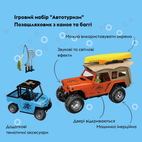 Ігровий набір OTAMANKO Автотуризм Позашляховик з каное і баггі