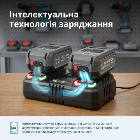 Подвійний швидкий зарядний пристрій для акумуляторних батарей 20V KS C35A-2