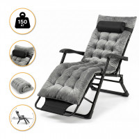 Розкладне крісло ліжко з оксамитовим матрацом LEOBRO Grey (LB-FCB-G4-GRY)