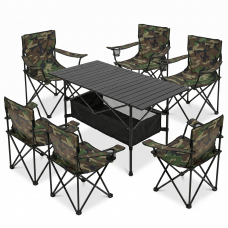 Комплект туристичний - стіл LEOBRO 117x55x50 см та 6 крісел Lite Military