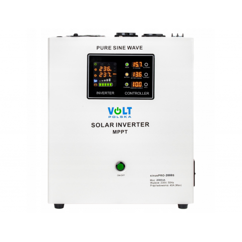 Гібридний ДБЖ/інвертор Volt Polska SINUS PRO 2000 S 24/230V 1400/2000W + 40A MPPT 100V (3SPS200024)