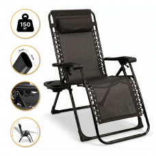 Розкладне крісло шезлонг LEOBRO Zero Gravity Premium Black (LB-ZGC-G2-BLK)