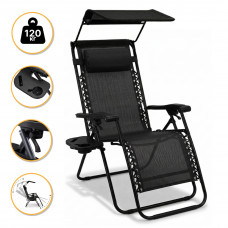 Розкладне крісло шезлонг з козирком LEOBRO Zero Gravity Black (LB-ZGC-H1-BLK)