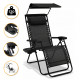 Розкладне крісло шезлонг з козирком LEOBRO Zero Gravity Black (LB-ZGC-H1-BLK)