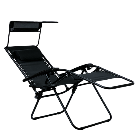 Розкладне крісло шезлонг з козирком LEOBRO Zero Gravity Black (LB-ZGC-H1-BLK)