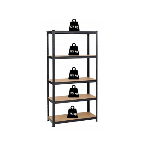 Стелаж LEOBRO Premium Black 150 х 70 х 30 см, 175кг/полиця, 5 полиць (LB-R113)