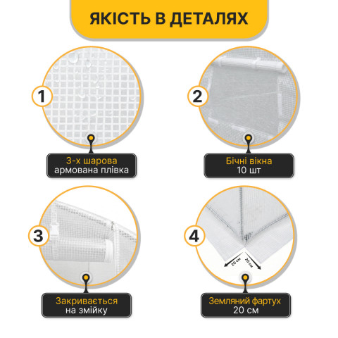 Посилена садова теплиця парник LEOBRO Garden 18м2 White (LB-18M25W)