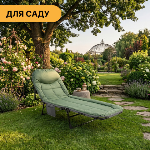 Розкладне ліжко (розкладачка) з вбудованим матрацом LEOBRO Green (LB-FB-M1-GRN)