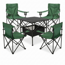 Комплект туристичний - стіл LEOBRO 52x52x50 см та 4 крісла Lite Green