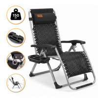 Посилений шезлонг до 150 кг LEOBRO Zero Gravity Premium Brown Rattan (LB-1119)
