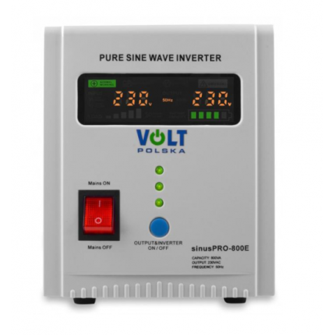 Гібридний ДБЖ/інвертор Volt Polska SINUS PRO 800 E 12/230V 500/800W (3SP080012E)