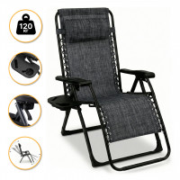Розкладне крісло шезлонг LEOBRO Zero Gravity Dark Grey (LB-ZGC-F1-DGR)