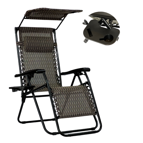 Розкладне крісло шезлонг з козирком LEOBRO Zero Gravity Plaid (LB-ZGC-H1-PLD