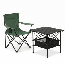 Комплект туристичний - стіл LEOBRO 52x52x50 см та крісло Lite Green