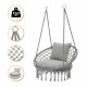Підвісне плетене крісло-гойдалка LEOBRO Boho Comfort XL 80 см Grey (LB-1110)