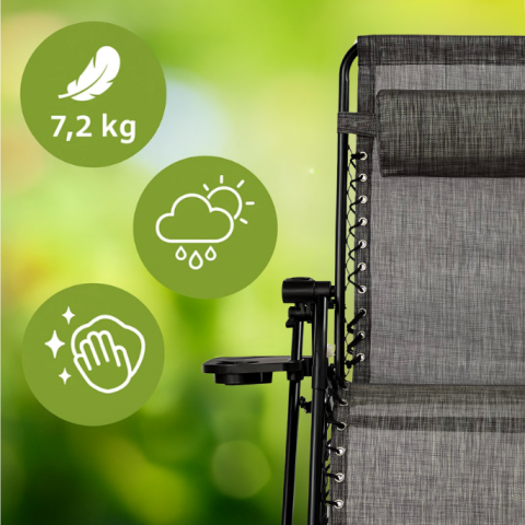 Розкладне крісло шезлонг LEOBRO Zero Gravity Premium Grey (LB-ZGC-G2-GRY)