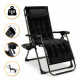 Розкладний посилений шезлонг до 150 кг LEOBRO Zero Gravity Premium Plus Black з велюровим матрацом (LB-ZGC-K3-BLK)
