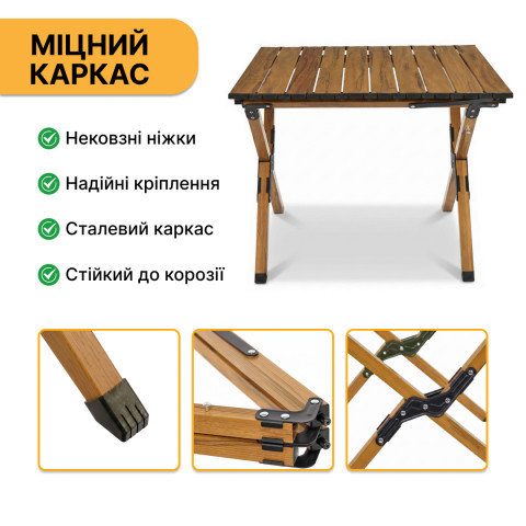 Комплект туристичний - стіл LEOBRO Camp M 59х59х38 см та 2 крісла Lite Green