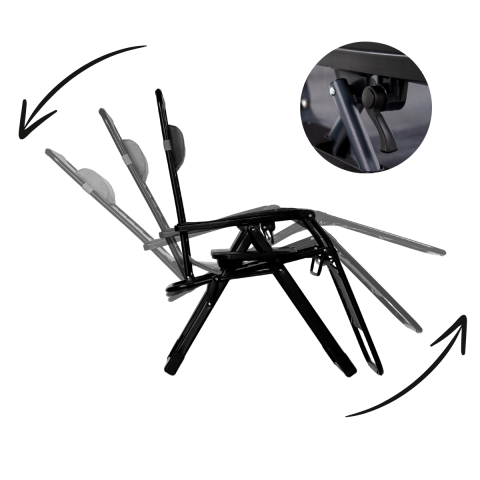 Розкладне крісло шезлонг LEOBRO Zero Gravity Premium Plus Black (LB-ZGC-K2-BLK)