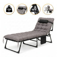Розкладне ліжко (розкладачка) з матрацом і подушкою LEOBRO Grey (LB-FB-A1-GRY)