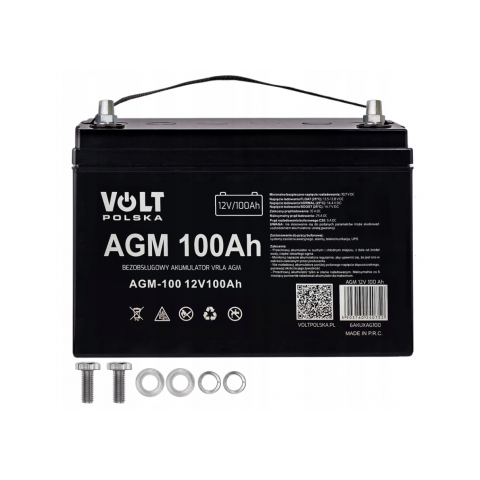 Гібридний ДБЖ/інвертор Volt Polska SINUS PRO 2000 S 24/230V 1400/2000W + 2 шт Акумулятор VOLT VRLA 100Ah 12V