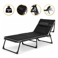 Розкладне ліжко (розкладачка) з Mesh-матрацом і подушкою LEOBRO Black (LB-FB-A2-BLK)