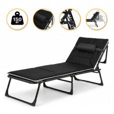 Розкладне ліжко (розкладачка) з Mesh-матрацом і подушкою LEOBRO Black (LB-FB-A2-BLK)