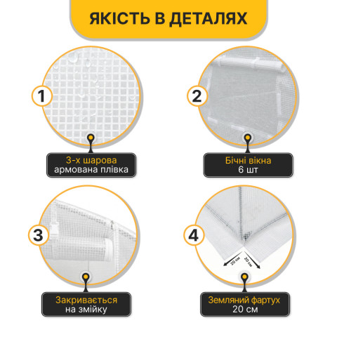 Посилена садова теплиця парник LEOBRO Garden 10м2 White (LB-10M25W)