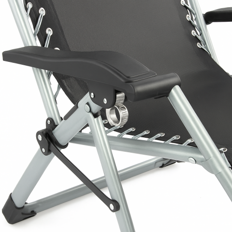 Розкладне крісло шезлонг LEOBRO Zero Gravity Premium Plus Чорне (LB-ZGC-E1-BLK)