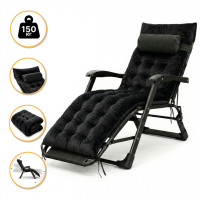 Розкладне крісло ліжко з оксамитовим матрацом LEOBRO Black (LB-FCB-G4-BLK)