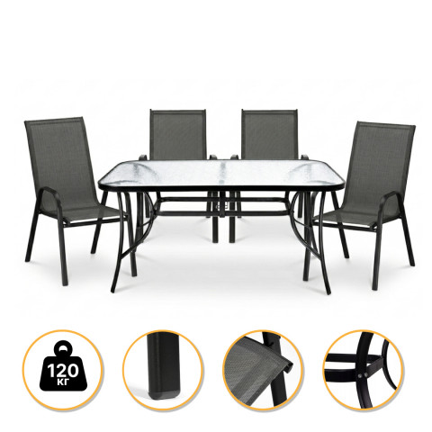 Комплект садових меблів LEOBRO Comfort 4 крісла + великий столик (LB-1055)