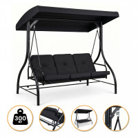 Садова гойдалка з товстим матрацом LEOBRO Luxury Pro Black (LB-1046)