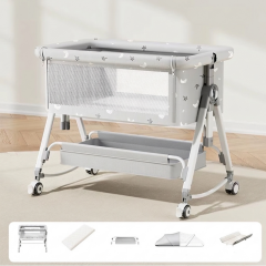 Дитяче ліжечко-трансформер LEOBRO Smart Crib Pro 5в1 Сіре (LB-1136)