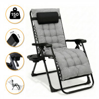 Розкладне крісло шезлонг LEOBRO Zero Gravity Premium Plus Grey (LB-ZGC-K2-GRY)