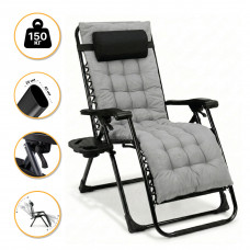 Розкладне крісло шезлонг LEOBRO Zero Gravity Premium Plus Grey (LB-ZGC-K2-GRY)