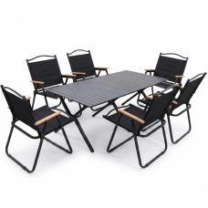 Комплект туристичний - LEOBRO Camp Black XL 117х59х41 см та 6 крісел Camp Black L