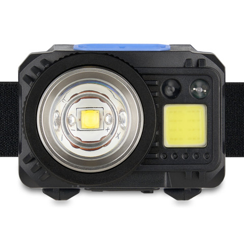 Ліхтар налобний Brevia 550Lm, 3W CREE XPG+COB, 1200mAh/3xAAA, Zoom, з сенсором білий/червоний