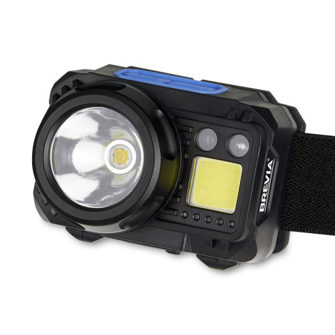 Ліхтар налобний Brevia 500Lm, 3W CREE XPG+COB, 1200mAh/3xAAA, з сенсором білий/червоний