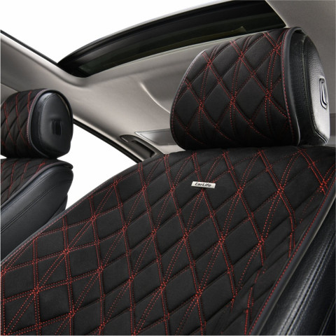 Преміум накидки для передніх сидінь CarLife Nitro, black-red 2шт