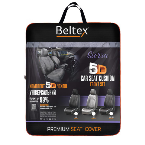Комплект, 5D чохли для передніх сидінь Beltex Sierra, grey 2шт