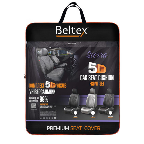 Комплект, 5D чохли для передніх сидінь Beltex Sierra, black 2шт