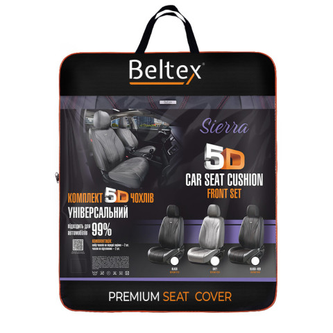 Комплект, 5D чохли для передніх сидінь Beltex Sierra, black-red 2шт