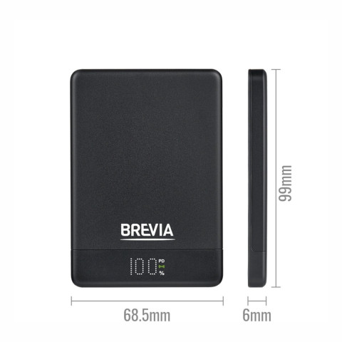 Повербанк (Power Bank) Brevia ePower 5000mAh MagSafe SuperSlim PD20W, Qі15W LCD чорний
