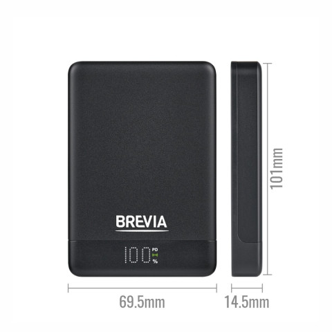 Повербанк (Power Bank) Brevia ePower 10000mAh MagSafe SuperSlim PD20W, Qі15W LCD чорний